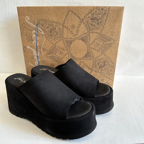 Free People Zoe Suede Platform Shoes UK 8 EU 41 Slide On Sandals Heels BNIB - Picture 4 of 13